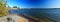 Great Slave Lake Landscape Panorama of North Arm from Tililo Tili Point, Yellowknife, Northwest Territories, Canada