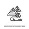 Great Sphinx and pyramids of Giza vector line icon