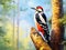 Great Spotted Woodpecker  Made With Generative AI illustration