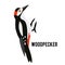 Great Spotted Woodpecker. Winter bird in a flat style. Forest animal.