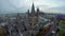 Great St Martin Church in Cologne, City Hall, Cathedral aerial