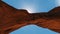 Great stone arch from below at Arches National Park