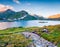 Great summer view of Totensee lake on the top of Grimselpass. Picturesque outdoor scene of Swiss Alps, Bern canton, Switzerland,