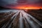 Great sunset over the flysch in Itzurun Beach