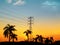 Great sunset view electrical tower