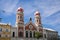 The Great Synagogue in Plzen, the second largest synagogue in Europe. Front side facade of the Jewish religious building with