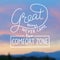Great things never came from comfort zone hand lettering on blurred photo background