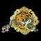 Great tiger head with snake on black