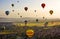 The great tourist attraction of Cappadocia - balloon flight. Cap