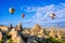 The great tourist attraction of Cappadocia - balloon flight. Cap