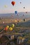 The great tourist attraction of Cappadocia - balloon flight. Cappadocia, Turkey