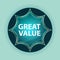 Great Value magical glassy sunburst blue button sky blue background