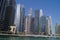 Great view of Dubai city from the water. United Arab Emirates.