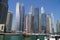 Great view of Dubai city from the water. United Arab Emirates.