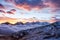 Great view of the foggy valley in Gran Paradiso National Park, Alps, Italy, dramatic scene, beautiful world. colourful autumn