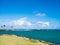 Great view of the sea on a beautiful windy day at Condado beach, San Juan, Puerto Rico