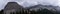 Great vistas of massive granite monoliths Half Dome seen from Yosemite Valley floor in Yosemite National Park, California