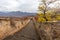 The great wall of china in the mountains near the city of Beijing.