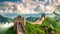 Great Wall of China. Panoramic view of the Great Wall of China, AI Generated