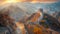 the great wall of china is surrounded by mountains and trees in autumn