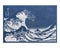 The Great Wave off Kanagawa vintage illustration wall art print and poster remix from original painting by Katsushika Hokusai