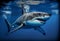 Great White Shark Big Fish Predator Carcharodon Carcharias Majestic Aggressive Shark Deep Blue Sea Ocean