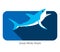 Great white shark jumping flat icon design