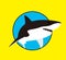 Great white shark jumping flat icon design