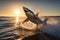A great white shark jumping out of the water creates a thrilling image of danger