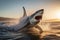 A great white shark jumping out of the water creates a thrilling image of danger