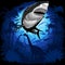 Great White Shark on Surreal Jurassic Underwater Seascape Background Vector Illustration