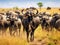 Great wildebeest migration in tanzania  Made With Generative AI illustration