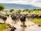 Great wildebeest migration in tanzania  Made With Generative AI illustration