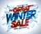 Great winter sale poster, exploded pieces of ice, end of season mega discounts