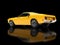 Great yellow muscle car on black background