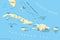 Greater Antilles political map