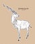 Greater kudu antelope, hand drawn vector illustration