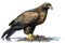 Greater Spotted Eagle - a large eagle found in parts of Europe and Asia. Watercolor predator animals wildlife.