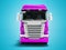 Greater violet truck for transportation of goods for long distances front view 3d render on blue background with shadow