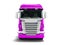 Greater violet truck for transportation of goods for long distances front view 3d render on white background with shadow