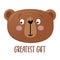 Greatest - funny hand drawn tedd bear face doodle. Cartoon background, texture for bedsheets, pajamas.