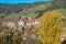 Grebenzen - Benedictine monastery Saint Lambrecht Abbey surrounded by lush green alpine landscape in mountain village Grebenzen