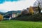 Grebenzen - Benedictine monastery Saint Lambrecht Abbey surrounded by lush green alpine landscape in nature park Zirbitzkogel