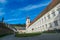 Grebenzen - Benedictine monastery Saint Lambrecht Abbey surrounded by lush green alpine landscape in nature park Zirbitzkogel