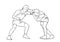 Greco-Roman wrestling. Black isolated contour.