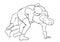 Greco-Roman wrestling. Black isolated contour.