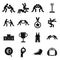 Greco-Roman wrestling icons set, simple style