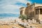 Greece, Athens, August 2016, The Acropolis of Athens, ancient citadel located on an extremely rocky outcrop above the city of Athe