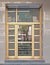 Greece Athens downtown, 60`s elegant condominium entrance golden colored frame door