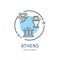 Greece Athens Travel and Tourism Thin Line Icon Concept. Vector